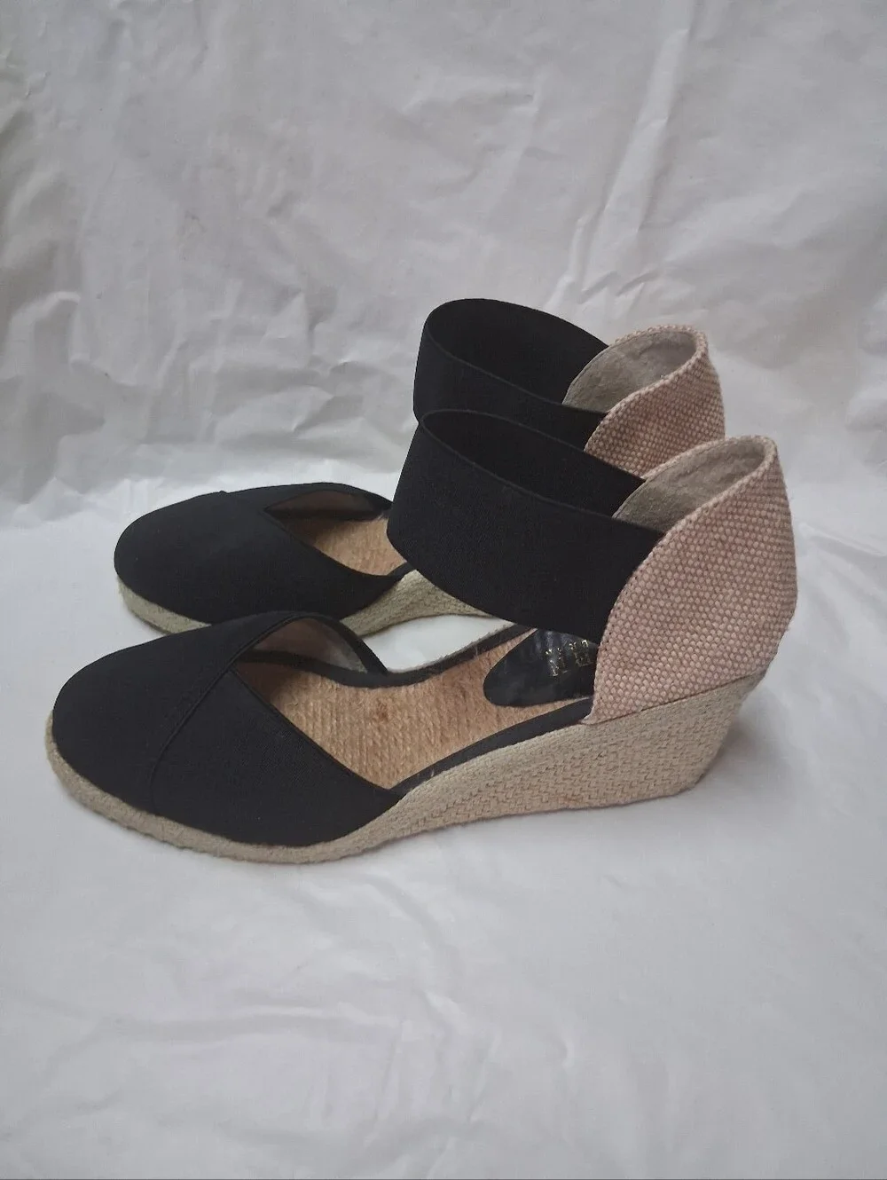 Lauren Ralph Lauren Black Espadrille Wedge Sandals Women Sz 7B Preowned